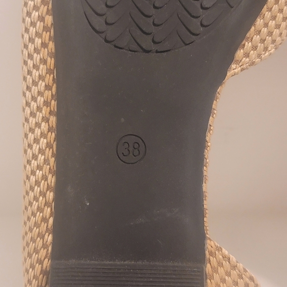 Pearl Embellished Pointed Toe Slip On Shoes Sophisticated Tan Tweed Flats 7.5 - Picture 9 of 14